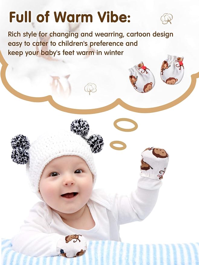 Syhood 20 Pairs Newborn Baby No Scratch Mittens Boy Girl Infant Toddler Unisex - Image 6