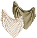 2 Pack Newborn Swaddle Blanket, Ultra Soft Stretchy Jersey Knit Extra Large by BUYNOW