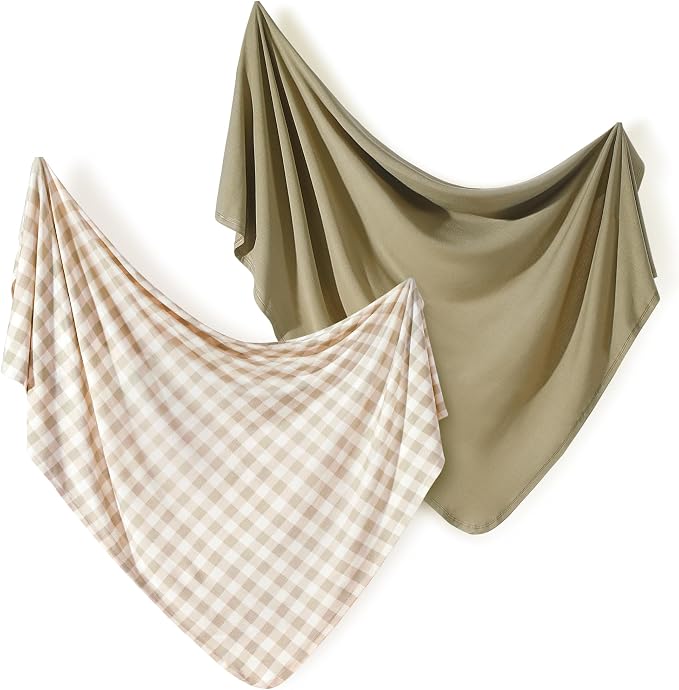 2 Pack Newborn Swaddle Blanket, Ultra Soft Stretchy Jersey Knit Extra Large by BUYNOW