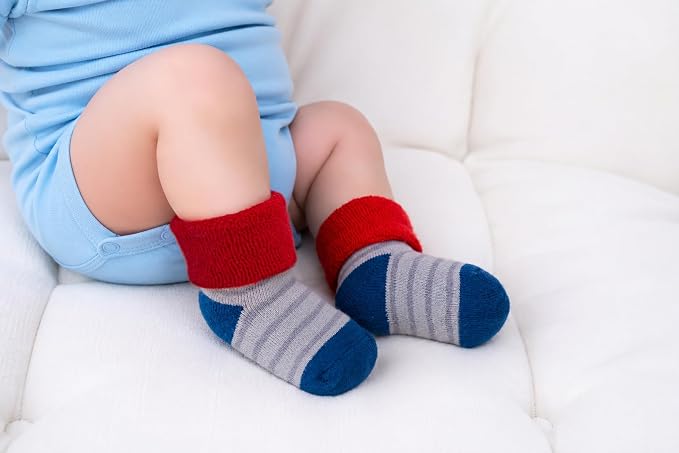 RATIVE Newborn Baby Socks 0-6, 6-12 Months Terry Turn Cuff Socks - Image 2