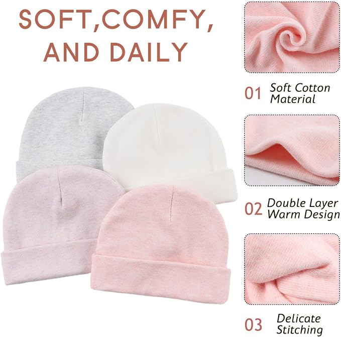 Cotton Newborn Baby Girls Hat Spring Newborn Boys Hat Cute Rabbit Infant Beanie - Image 3