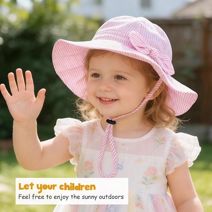 Baby Girl Sun Hat with UPF 50+ Outdoor Adjustable Beach Hat with Wide Brim - Image 3