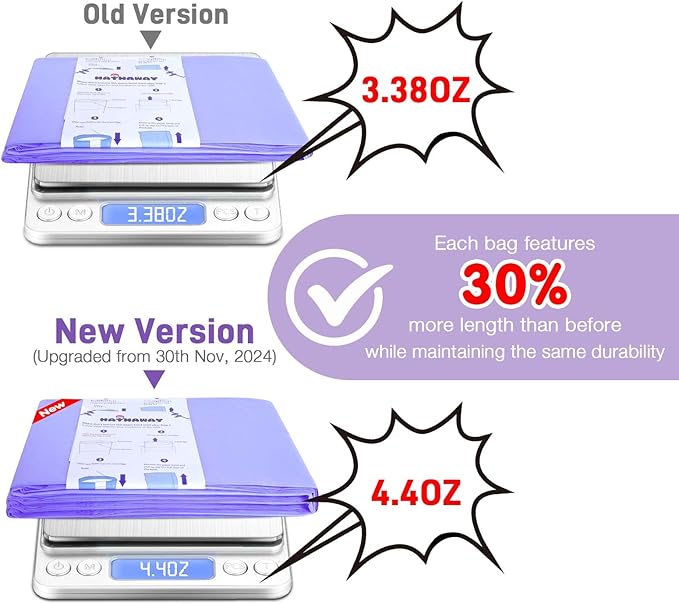 Diaper Pail Refill Bags Compatible With Dekor Mini Diaper Pail, Extra 30% Length, Lavender Scent, 10 Pack
