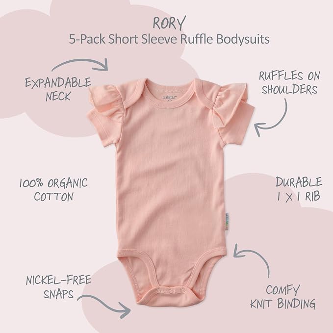 Butterblu Rory 10-Pack Short Sleeve Ruffle Bodysuits 100% Cotton | GOTS - Image 2