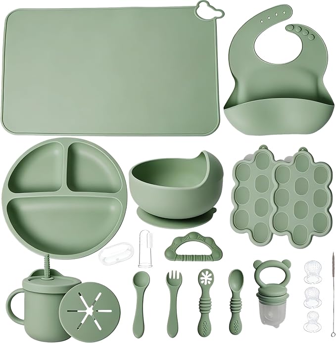 19 Pcs Silicone Baby Feeding Set Eating Essentials by JVEOOBabyProducts-SaferHigherStandardsBetterService