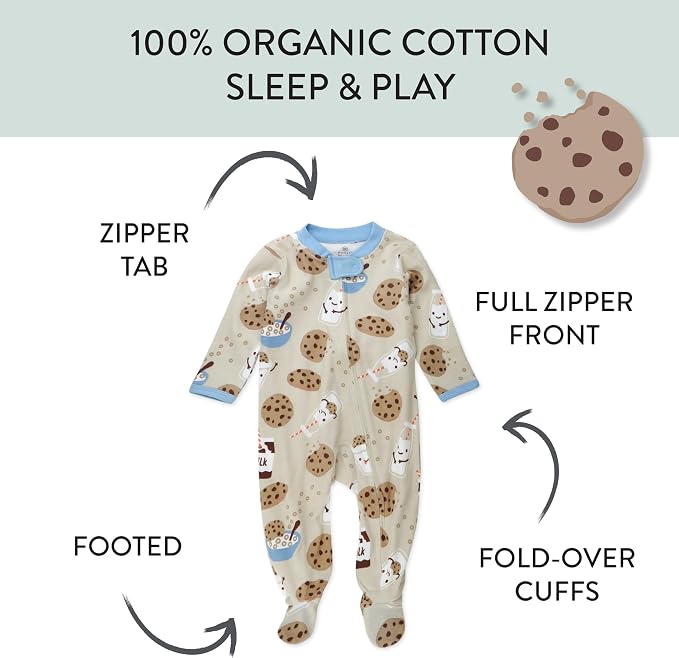 HonestBaby Baby Boys' Sleep & Play Footed One-piece Pajama Sleeper 100% Organic - Image 3