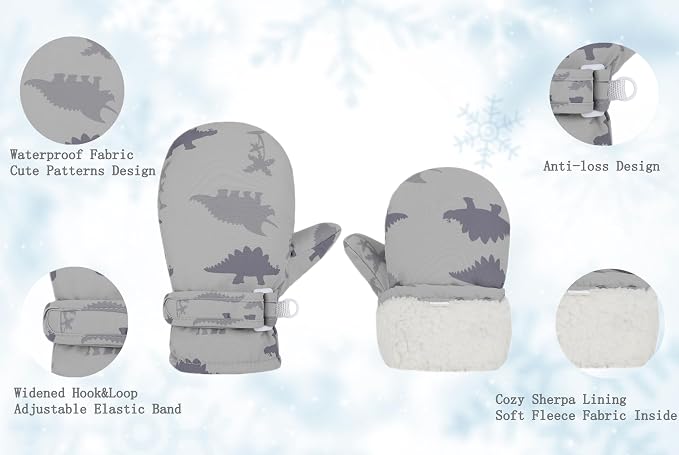 Toddler Gloves Kids Mittens Winter Warm Lined Fleece Gloves Waterproof Snow - Image 2