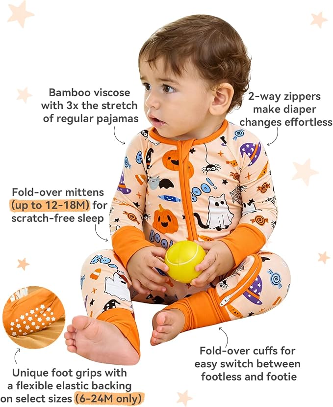 babee Reshinee Bamboo Viscose Baby Footie Pajama, Zipper Sleeper Boys Girls | - Image 5