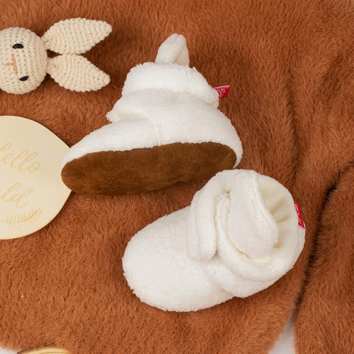 Babelvit Newborn Baby Boy Girl Soft Fleece Booties Stay On Infant Slippers - Image 4
