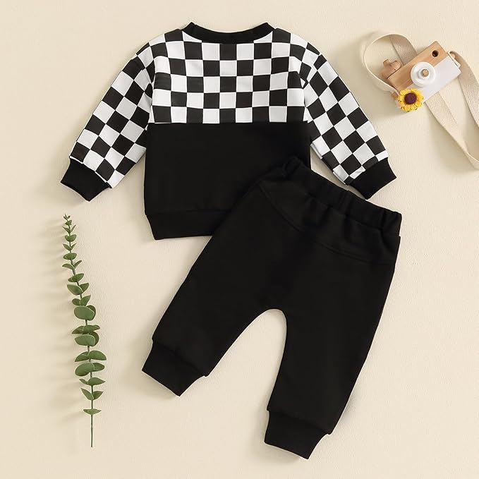 Toddler Baby Boy Fall Outfits Long Sleeve Crew Neck Pullover Sweatshirt + Jogger Pants Set Infant Winter Clothes