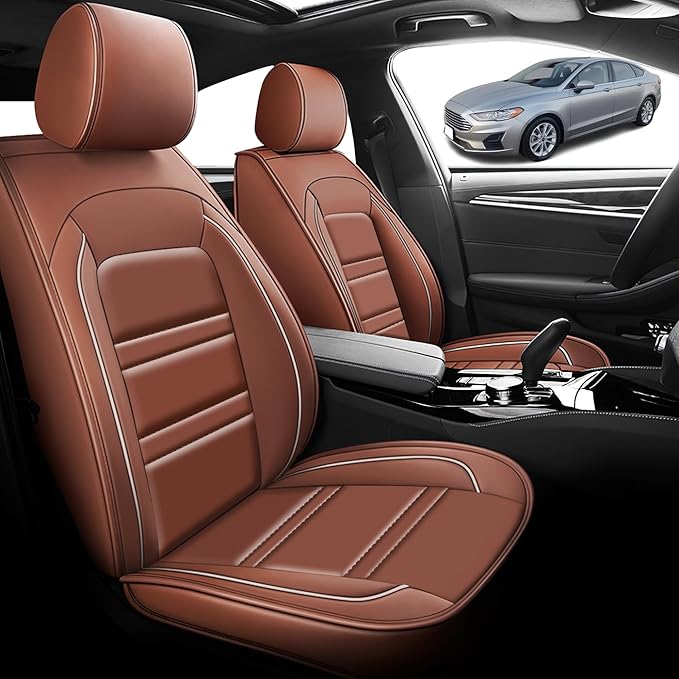 Seat Cover for Ford Fusion 2006-2020 | Car Seat Covers Front Seats, Waterproof Seat Protectors, Automotive Front Seat Covers (Front Seat, Coffee)
