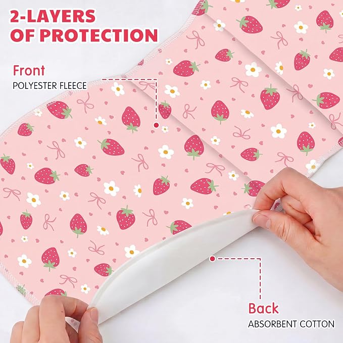 SmoothNovelty 5 Pack Strawberry Baby Burp Cloths Soft Absorbent Burping Rags - Image 2