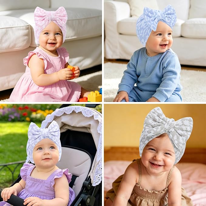 Cinaci 6 Pack Nursery Hospital Caps Bonnets Beanies Headwraps Turban Hats - Image 6