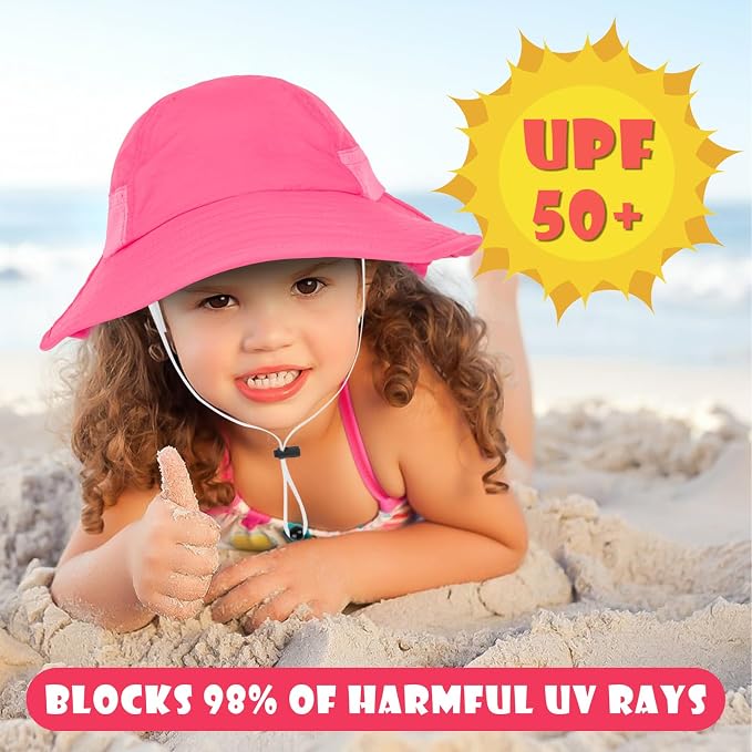 Toddler Baby Sun Hat Kids Summer Beach Essentials Adjustable Beach Hats - Image 2