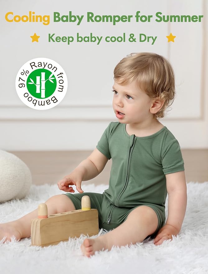 JunNeng Viscose from Bamboo Baby Sleeper, Short Sleeve Romper Jumpsuit - Image 2