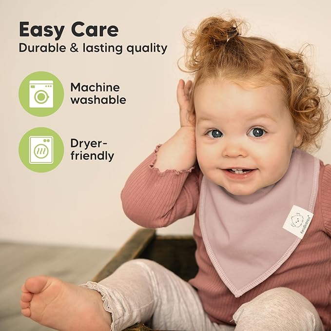 8-Pack Organic Baby Bandana Bibs for Girls - Super Absorbent Triangle Baby Bibs for Drooling and Teething Infant, 100% Cotton Extra Soft for Newborn, Infant 0-36 Months (Mauve)
