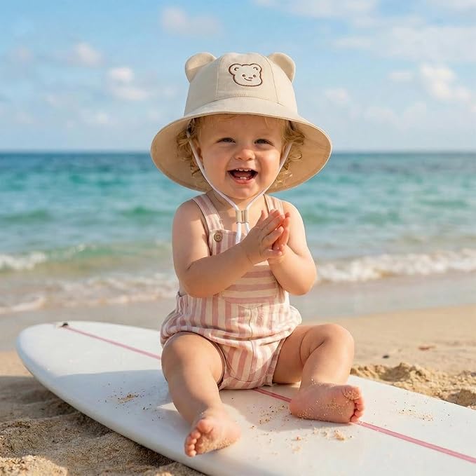 Baby Sun Hat with Bear Ear for Boys Girls, Cute Toddler Summer Bucket Hats - Image 5