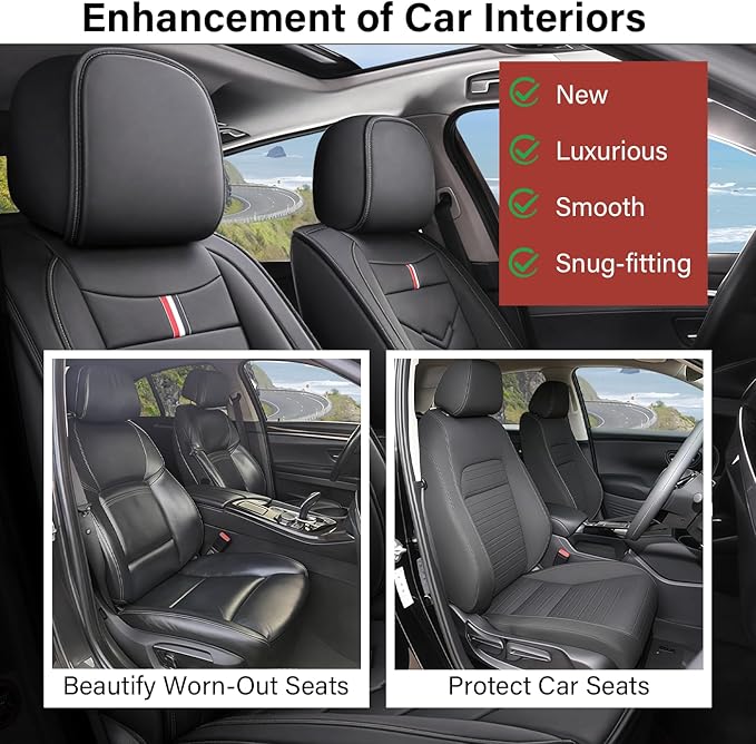 Leather Car Seat Covers Fit for LR Range Rover Sport 2023-2025, 5 Seater Waterproof and Wear-Resistant Seat Cover Interior Accessories(Full Set,Black)