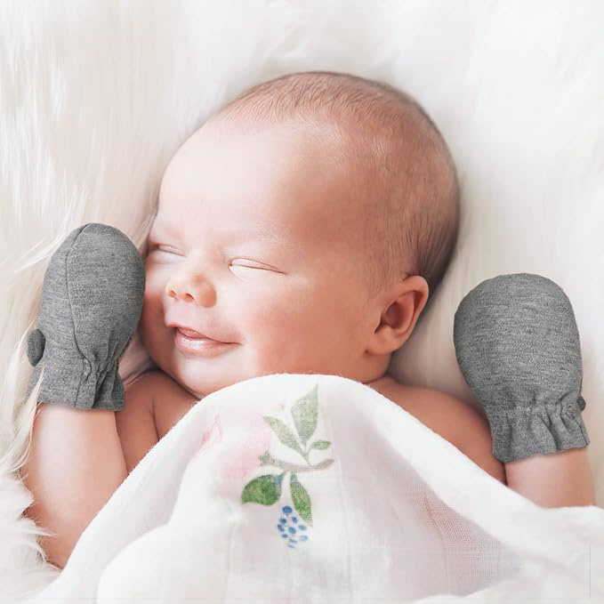 Newborn Baby No Scratch Mittens Stay On, 100% Cotton Breathable, Adjustable - Image 3