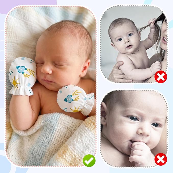 8 Pairs Newborn Baby Mittens No Scratch, Cotton Infant Baby Gloves Newborn - Image 6