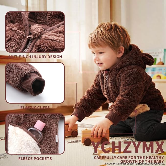 Baby Girl Winter Warm Fleece Jacket Toddler Boy Sherpa Infant Sweater Coat | - Image 5