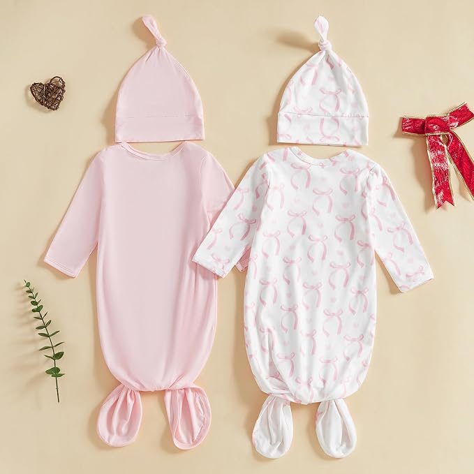 2-Pack Baby Sleeper knotted Gown Boy Girl Nightgown - Image 2