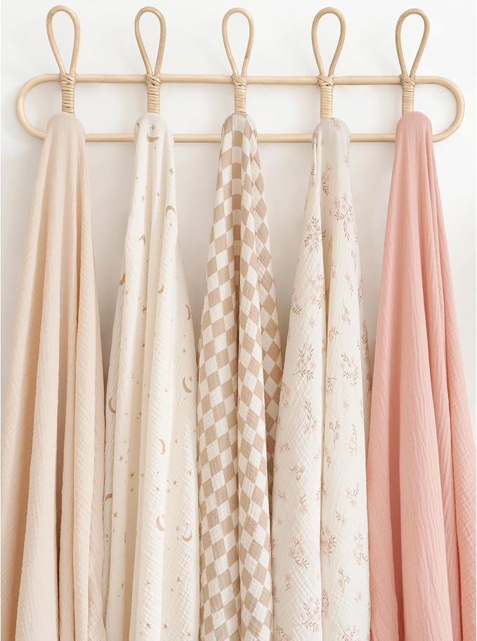 Konssy 3-Pack Muslin Baby Swaddle Blankets, 47 x 47 in Receiving Blankets | - Image 4