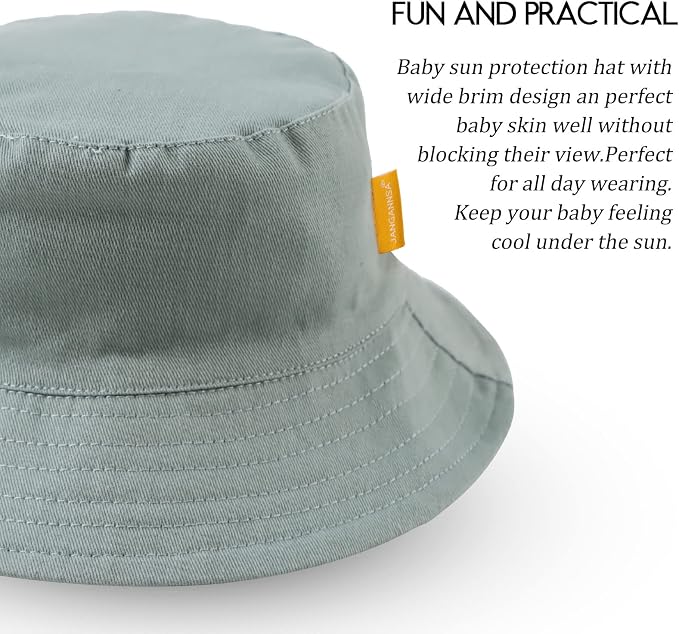 JANGANNSA Cotton Baby Sun Hat Infant Toddler Boys Girls Bucket Hats Summer Sun - Image 3