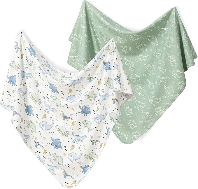 david's kids 2 Pack Baby Cotton Swaddle Blankets, 100% Cotton and Ultra Soft by davidskids