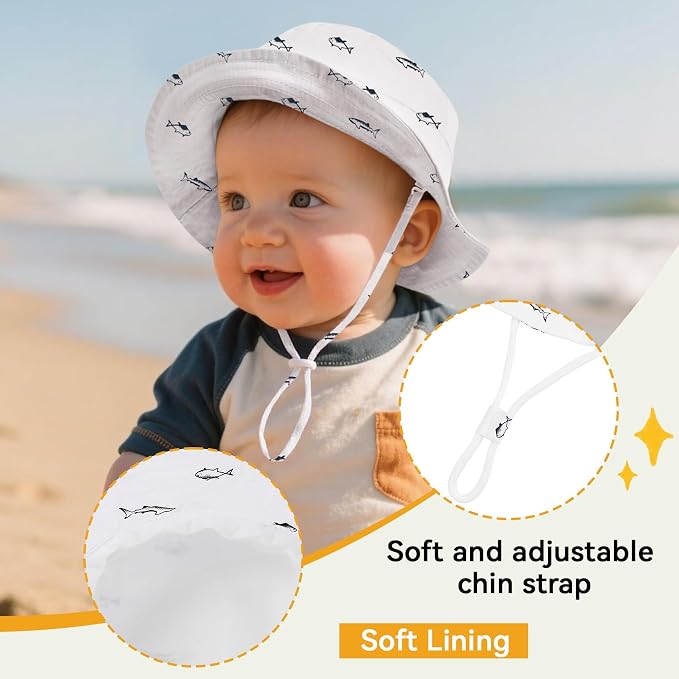 Durio UPF 50+ Baby Sun Hat Wide Brim Toddler Bucket Hats - Image 4