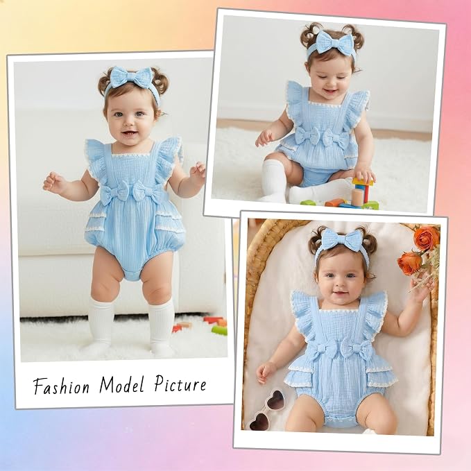 Baby Girl Summer Clothes Infant Girls Romper Dress | Ruffle Sleeve, Cotton Linen - Image 2