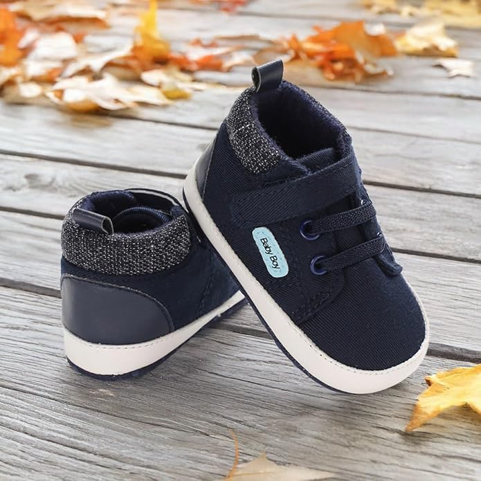 Meckior Toddler Baby Boys Girls High Tops Ankle Sneakers Soft Anti-Slip Sole PU - Image 3