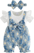 YINGISFITM Newborn Baby Girl Summer Clothes Short Sleeve Bubble Romper Bow by YINGISFITM