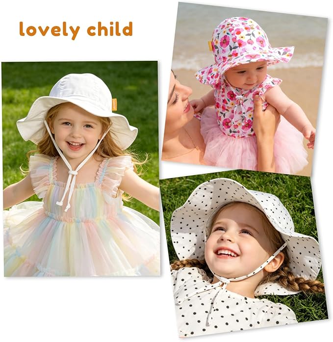 Baby Girl Sun Hat with UPF 50+ Outdoor Adjustable Toddler Beach Hat with Wide - Image 7