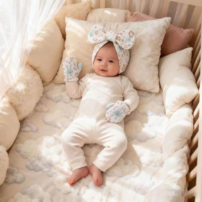 LIDHAY 4PCS Newborn Baby Hospital Hats Beanie Bow Infant Caps Cotton Preemie - Image 7