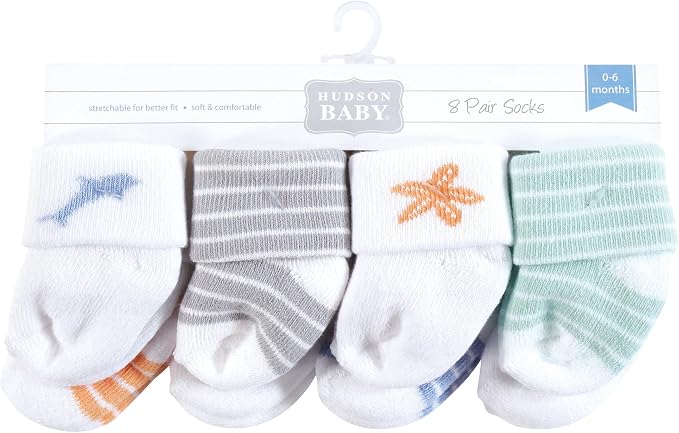 Hudson Baby Baby 8-pack Cotton Rich Newborn and Terry Socks - Image 2