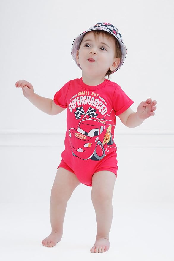 Disney Baby Boys' 2-Piece Romper and Bucket Hat Set Newborn to Infant - Image 2