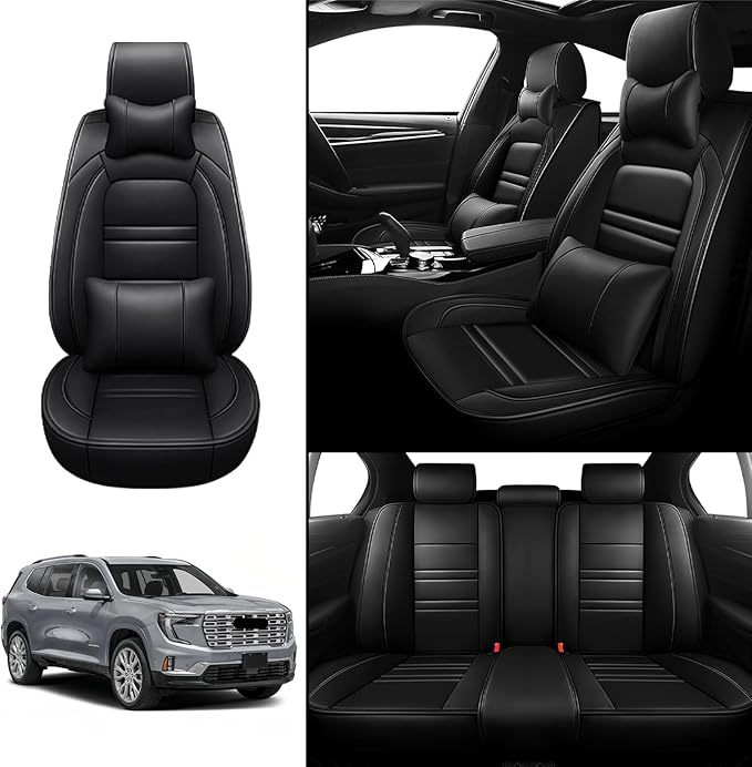 Car Seat Covers for gmc Acadia 2016-2025 | 5-Seats Seat Covers, Waterproof Seat Protectors, Automotive Seat Covers (Full Set with Pillow,Black)