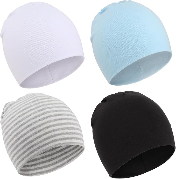DRESHOW BQUBO 4 Pieces Baby Beanie Newborn Toddler Soft Cute Knit Hat Hospital by DRESHOW