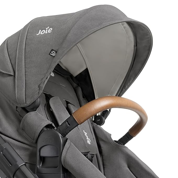 Joie Hazel Height Adjustable Stroller – Travel-Friendly Stroller with Height Adjustable Seat, Multi-Position Recline + Joie Mint Latch Base-Free Infant Car Seat – Travel System (Thunder)