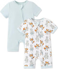 PATPAT Baby Boy and Girl Bamboo Viscose 2-Pack Romper | 2-Way Zipper, Soft and by PATPAT