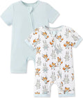 PATPAT Baby Boy and Girl Bamboo Viscose 2-Pack Romper | 2-Way Zipper, Soft and by PATPAT