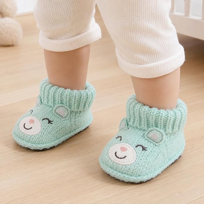 2 Pairs Baby Booties Newborn First Walkers Cozy Shoes Warm Knit Soft Booties - Image 3