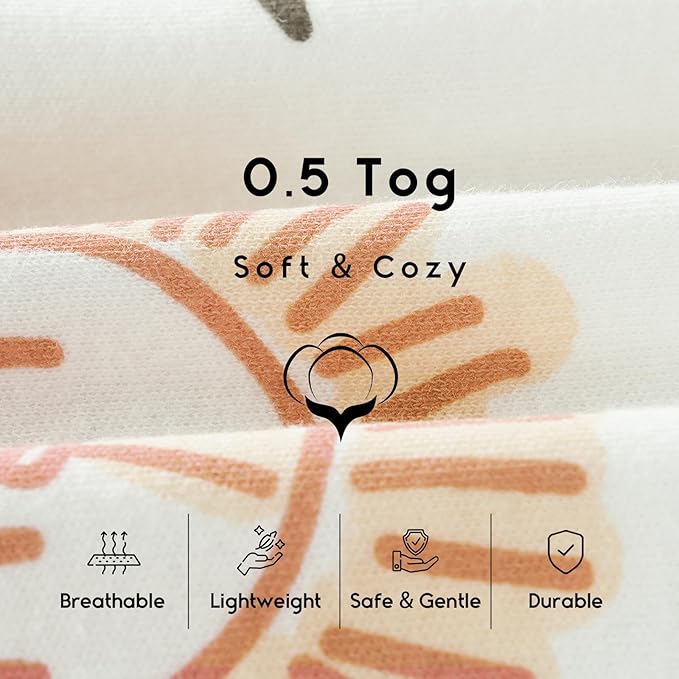 Yoofoss Baby Sleep Sack 18-24 Months 0.5 Tog Wearable Blanket for Baby, 3 Pack 100% Organic Cotton Infant Toddler Sleeping Sack 2-Way Zipper Lightweight Sleep Sack