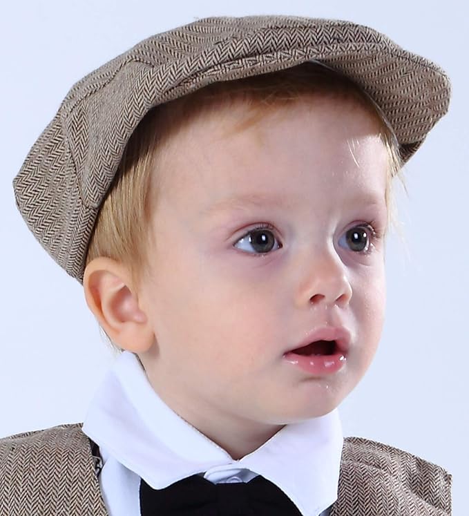 A&J DESIGN Baby Boys Newsboy Cap Toddler Kids Tweed Vintage Flat Hat - Image 5