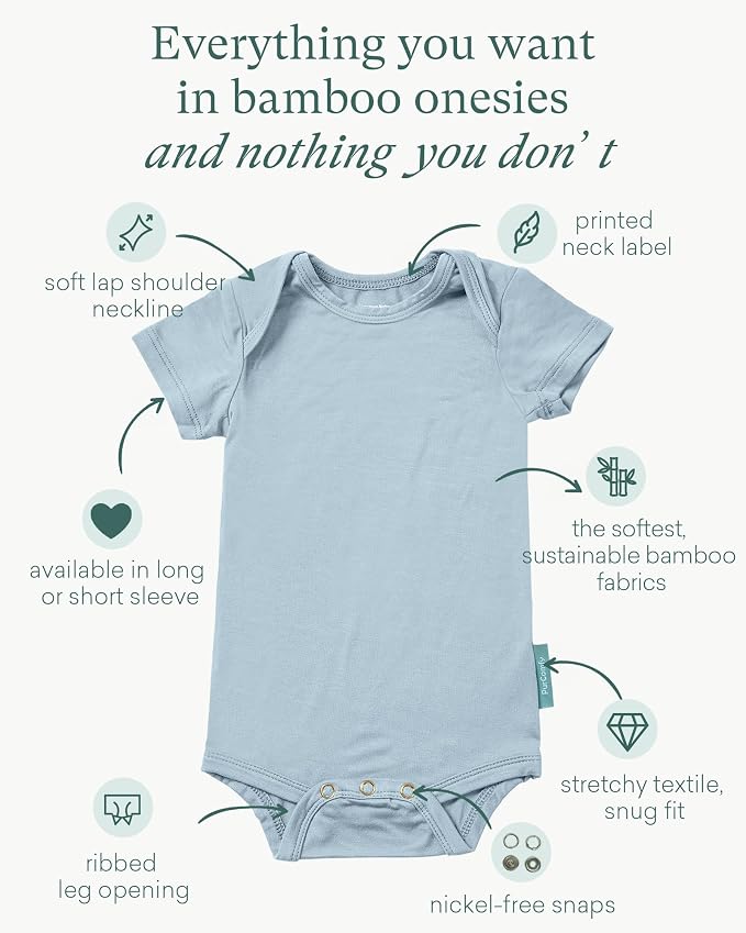 PurComfy Bamboo Viscose Short Sleeve Bodysuit Baby, Unisex Baby | Ideal - Image 2