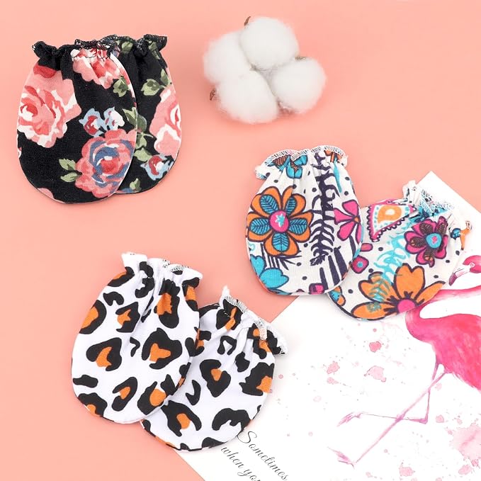 BQUBO Newborn Infant Toddler Mittens No Scratch Cotton Elastic Wrist Gloves - Image 8