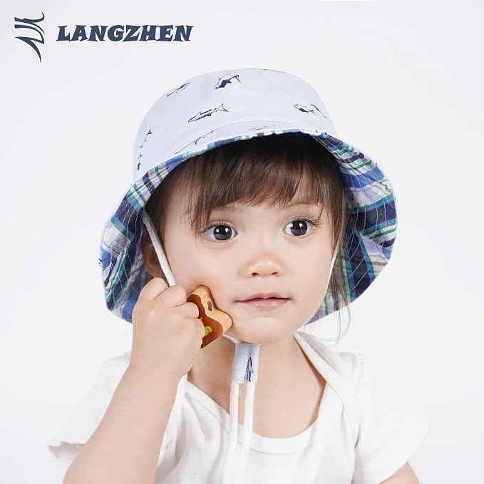 LANGZHEN Sun Protection Hat for Kids Toddler Boys Girls Wide Brim Summer - Image 6