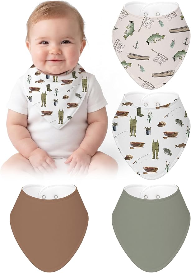 4 Pcs Baby Bandana Bib Cute Baby Nursery Decor Cotton Newborn Infant Feeding by Boao