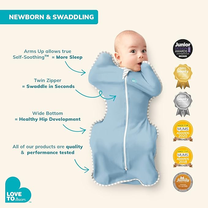 Love to Dream Swaddle UP, Baby Sleep Sack, Self-Soothing Swaddles for Newborns, Snug Fit Helps Calm Startle Reflex, New Born Essentials for Baby, 13-19 lbs, Dusty Blue